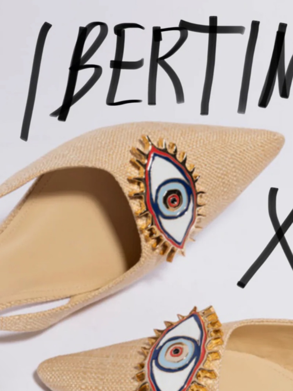 Larroude x Libertine Eye Pump Beige Rafia Kitten Heel Sandal - Picture 6 of 10